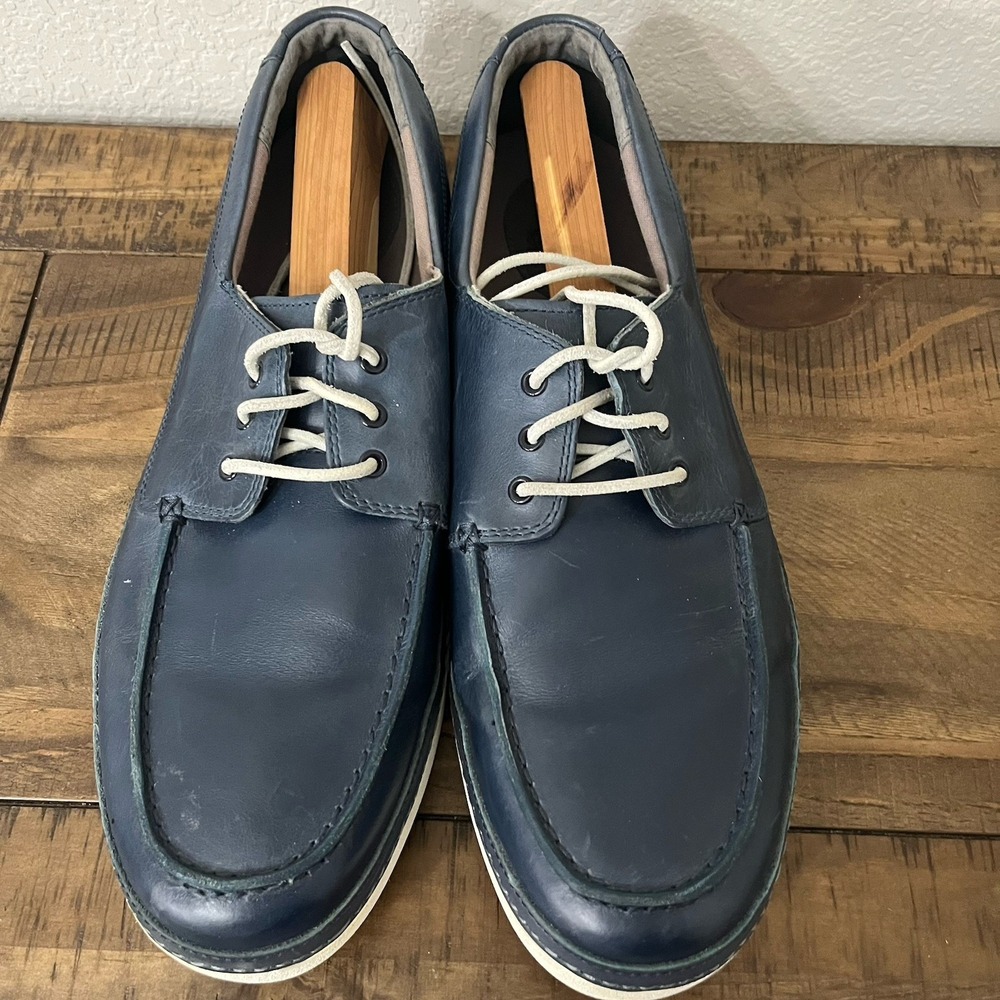 UGG: Men's Catton, Leather Navy Boat Shoes/Loafers Size 15 Slip-on‎ Casual